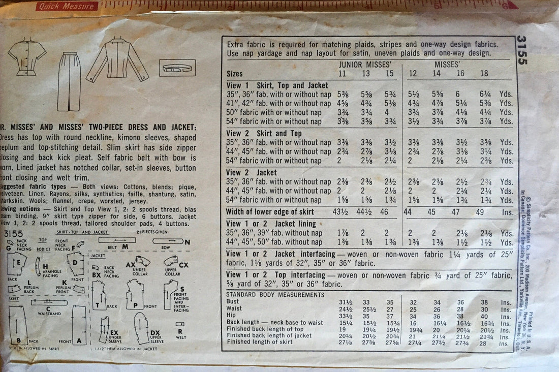 Simplicity 3155 Sewing Pattern (Vintage) CUT