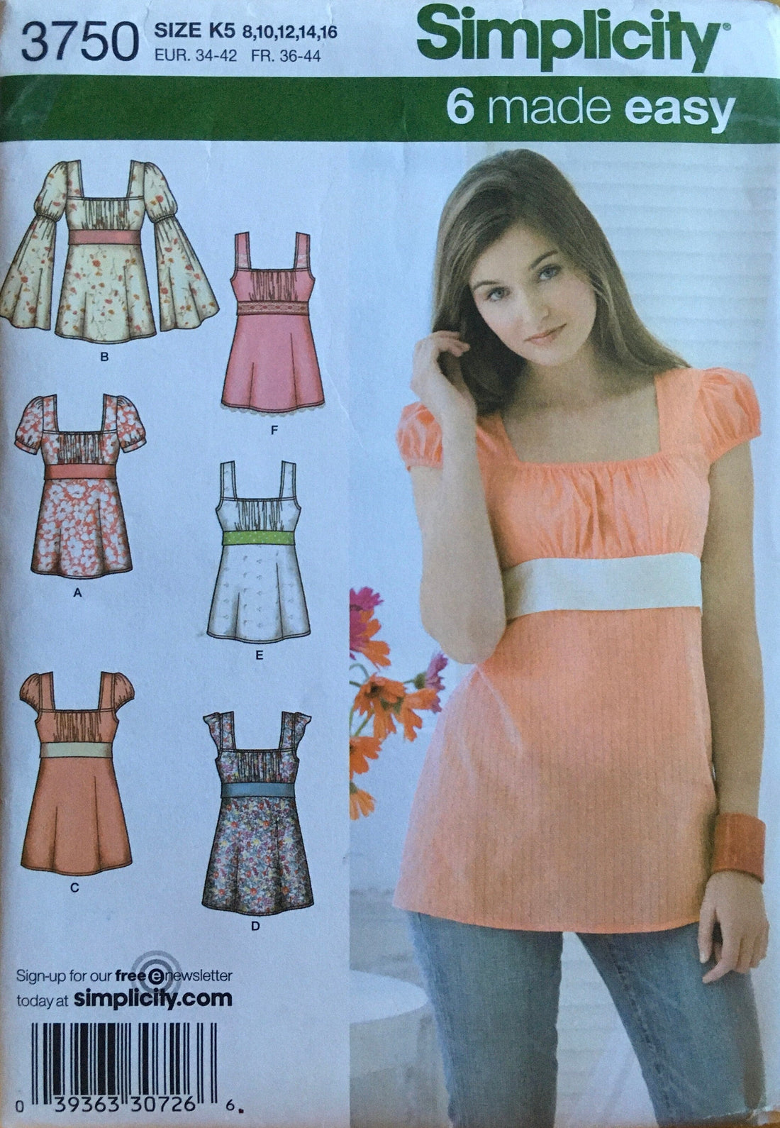 Simplicity 3750 Sewing Pattern UNCUT