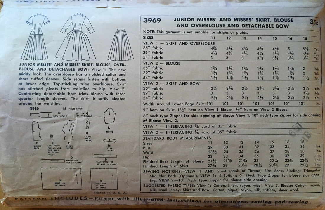 Simplicity 3969 Sewing Pattern (Vintage) CUT