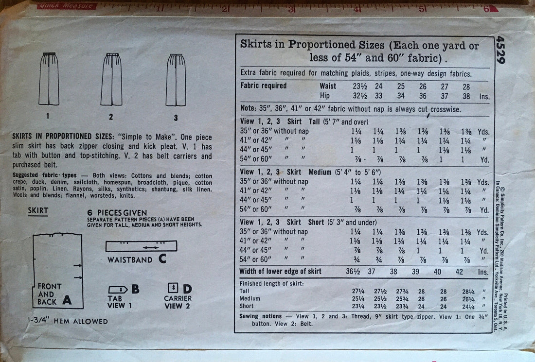 Simplicity 4529 Sewing Pattern (Vintage) CUT