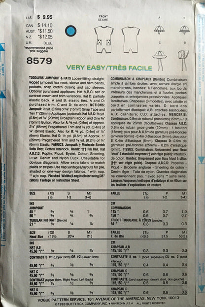 Vogue 8579 Sewing Pattern (Vintage) UNCUT