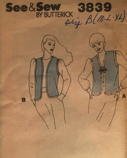 See &amp; Sew 3839 Sewing Pattern (Vintage) CUT