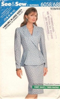 See &amp; Sew 6058 Sewing Pattern (Vintage) UNCUT