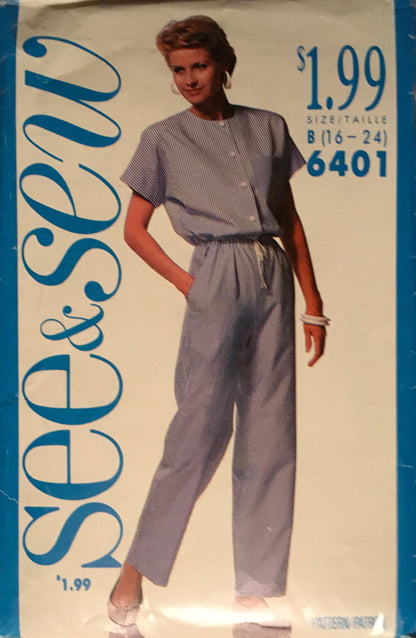 See &amp; Sew 6401 Sewing Pattern (Vintage) CUT