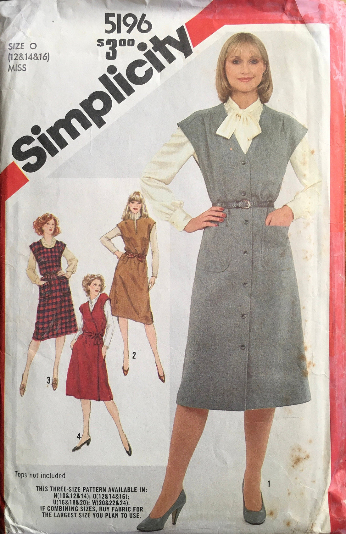 Simplicity 5196 Sewing Pattern (Vintage) CUT