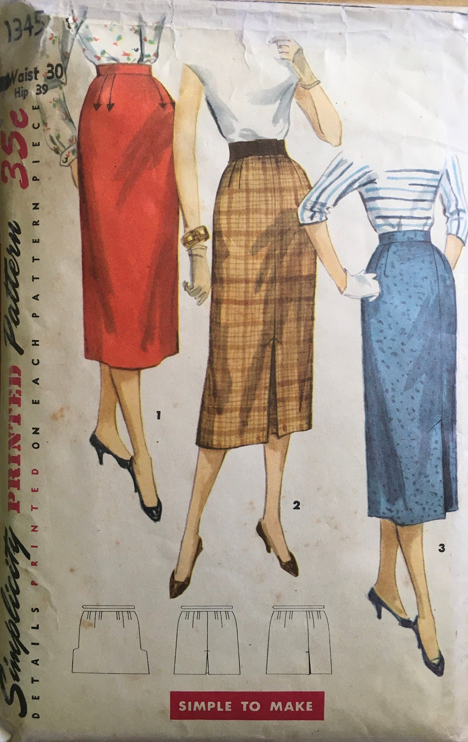 Simplicity 1345 Sewing Pattern (Vintage) CUT