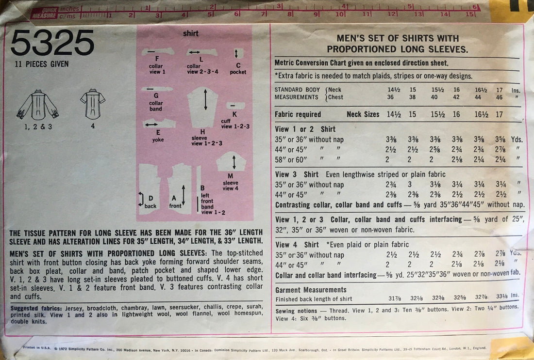 Simplicity 5325 Sewing Pattern (Vintage) CUT