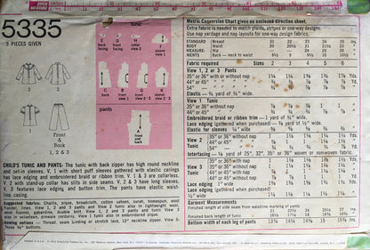 Simplicity 5335 Sewing Pattern (Vintage) CUT