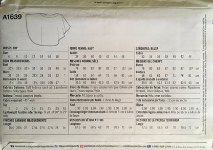Simplicity 1639 Sewing Pattern UNCUT