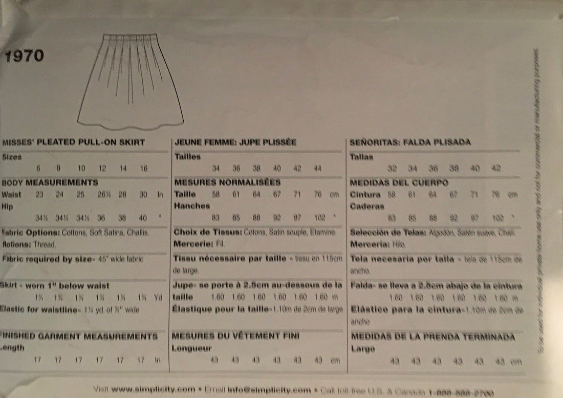 Simplicity 1970 Sewing Pattern (Vintage) UNCUT