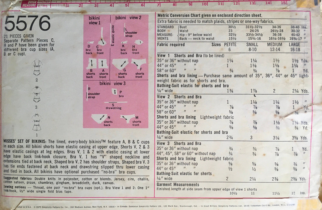 Simplicity 5576 Sewing Pattern (Vintage) CUT