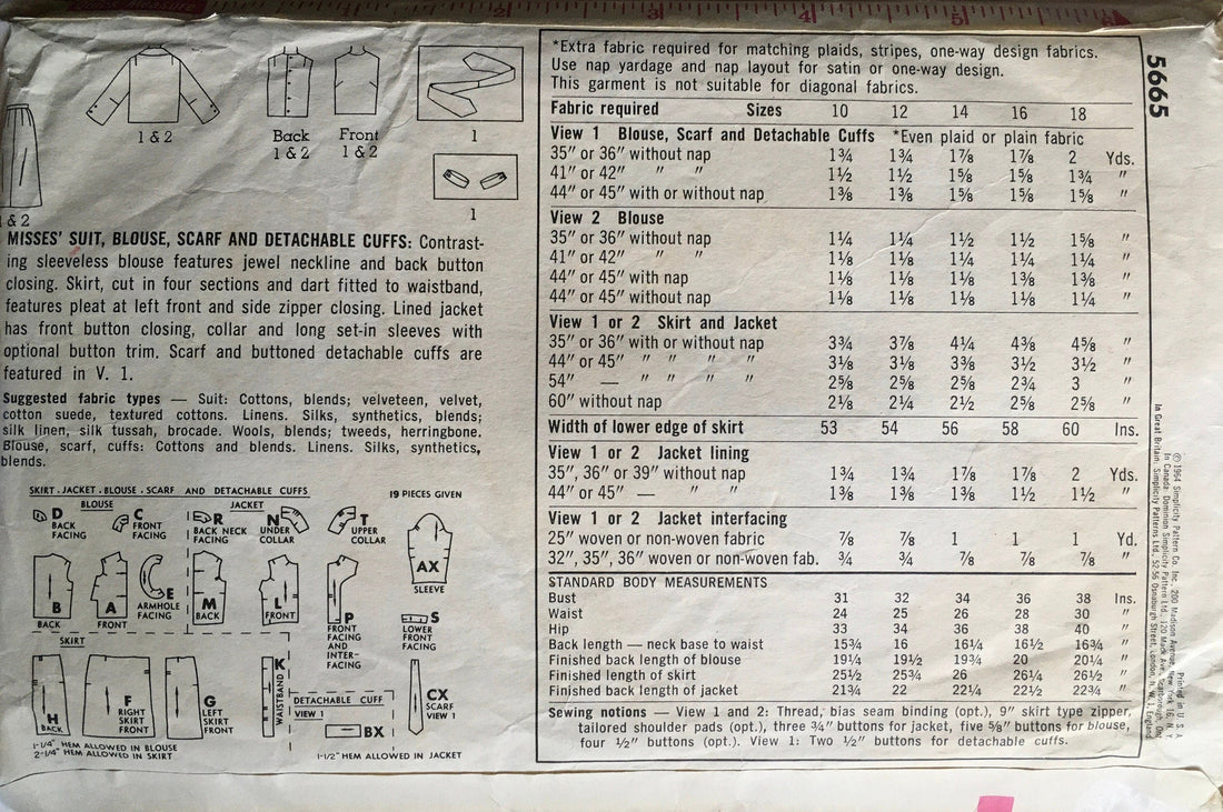 Simplicity 5665 Sewing Pattern (Vintage) CUT