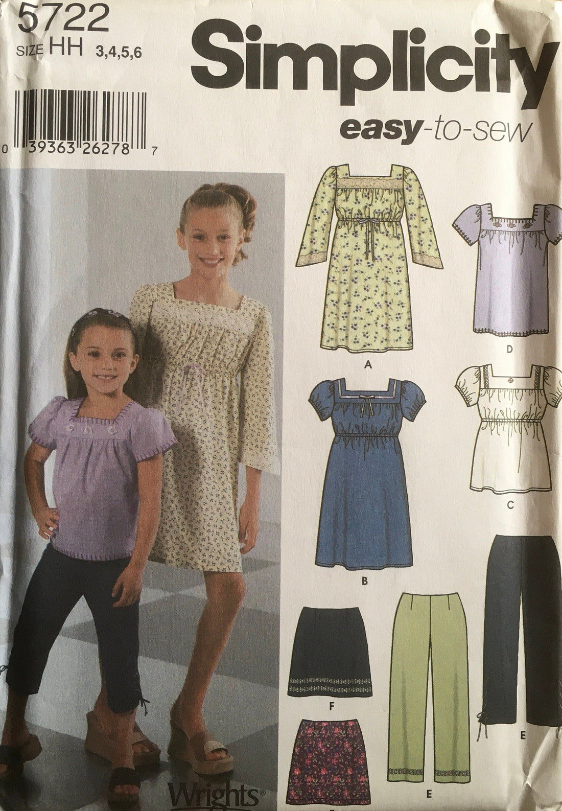 Simplicity 5722 Sewing Pattern (Vintage) UNCUT