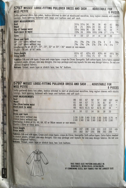 Simplicity 5797 Sewing Pattern (Vintage) CUT