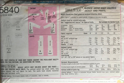 Simplicity 5840 Sewing Pattern (Vintage) CUT