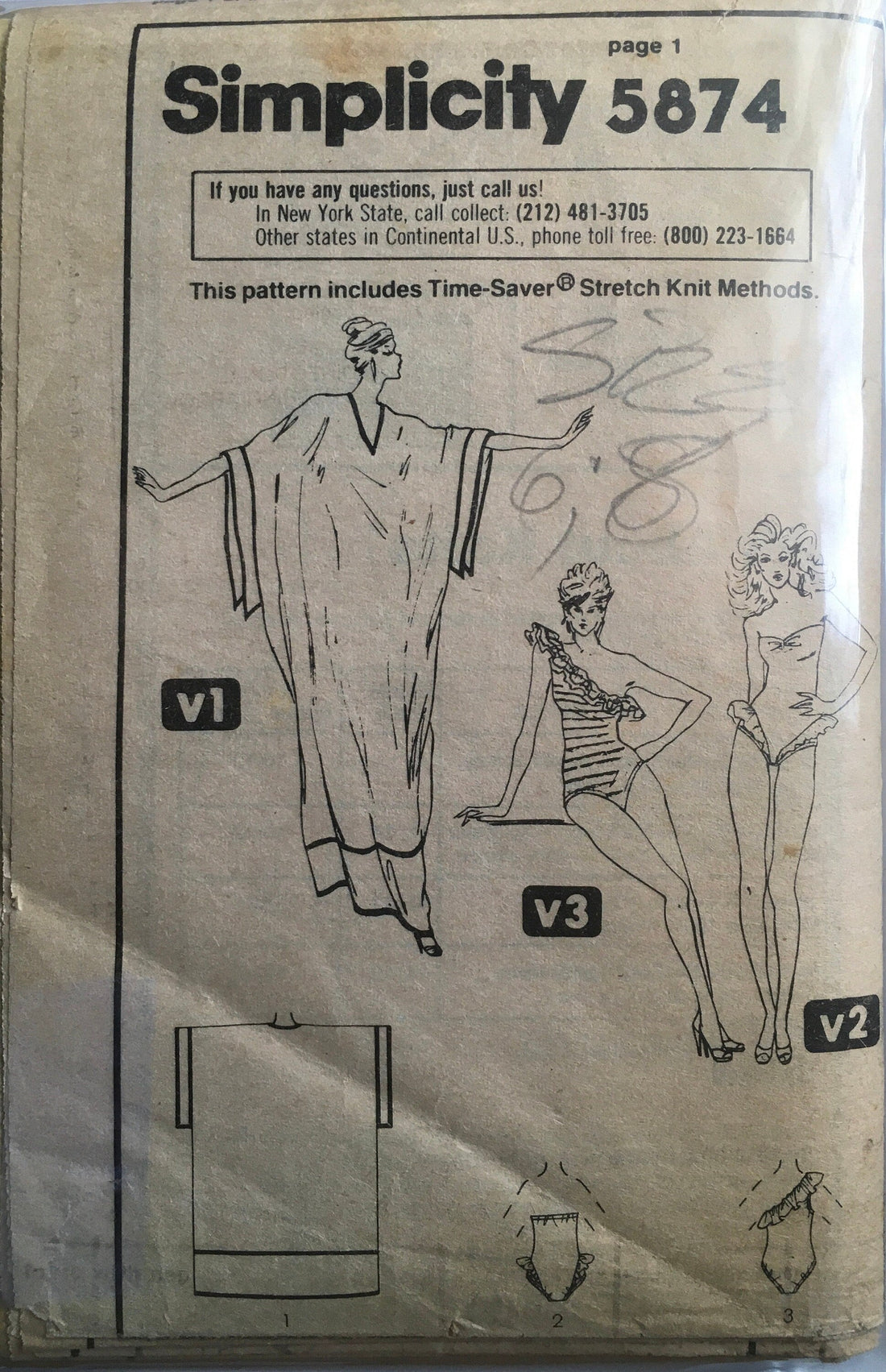Simplicity 5874 Sewing Pattern (Vintage) UNCUT/CUT