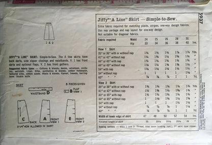 Simplicity 5937 Sewing Pattern (Vintage) CUT