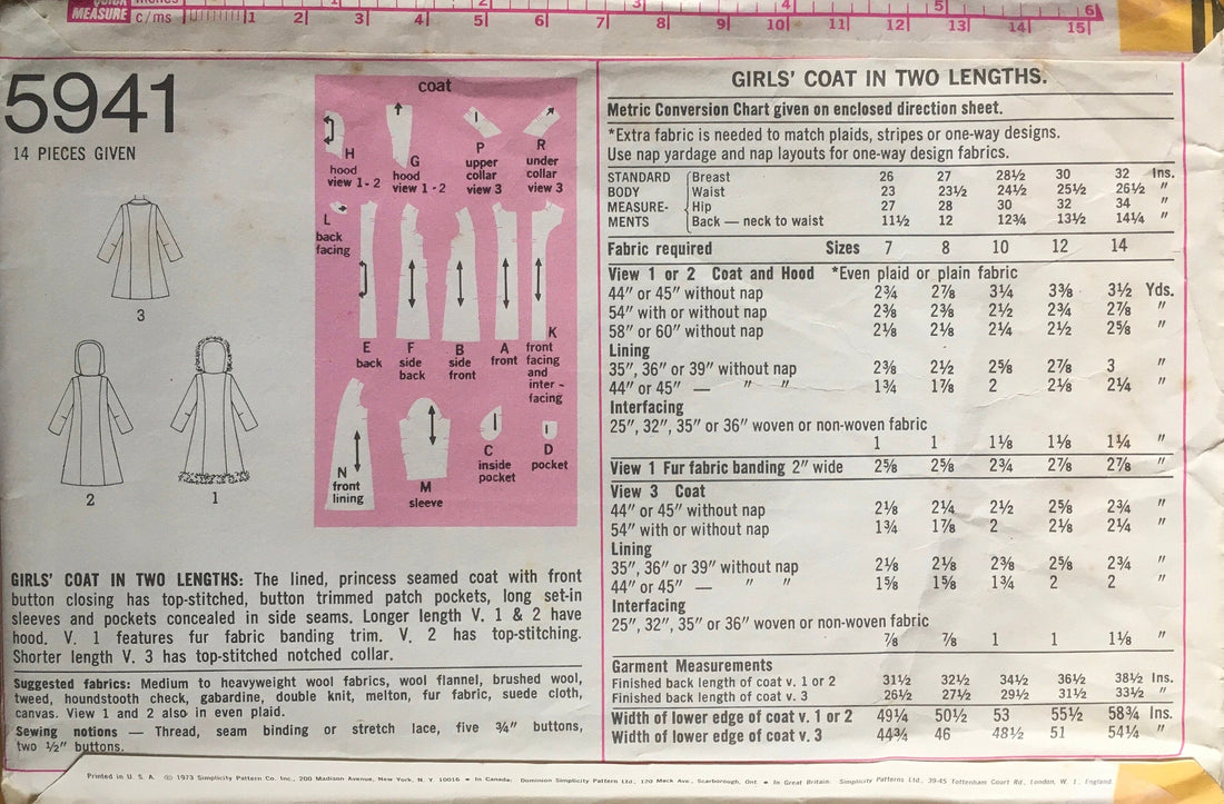 Simplicity 5941 Sewing Pattern (Vintage) UNCUT