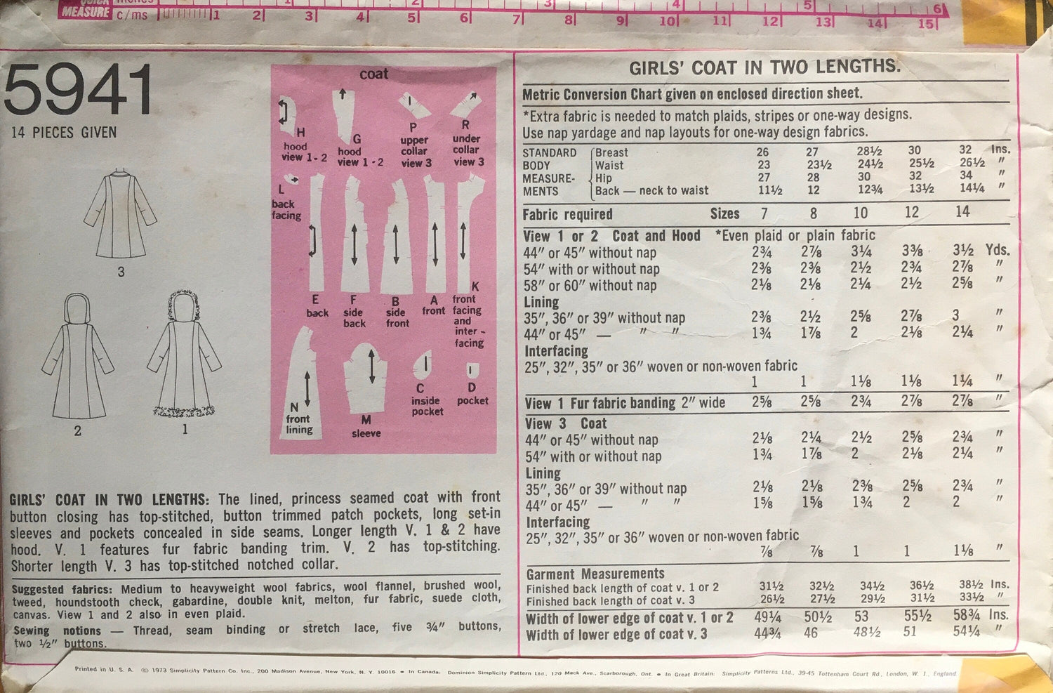 Simplicity 5941 Sewing Pattern (Vintage) UNCUT