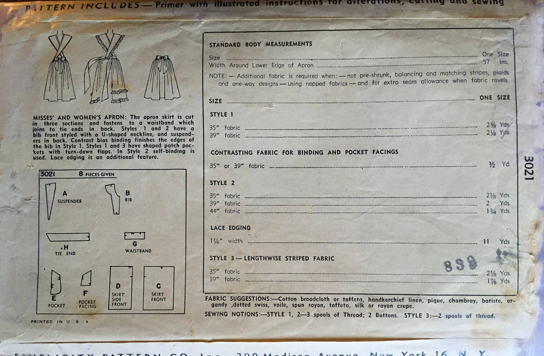 Simplicity 3021 Sewing Pattern (Vintage) CUT