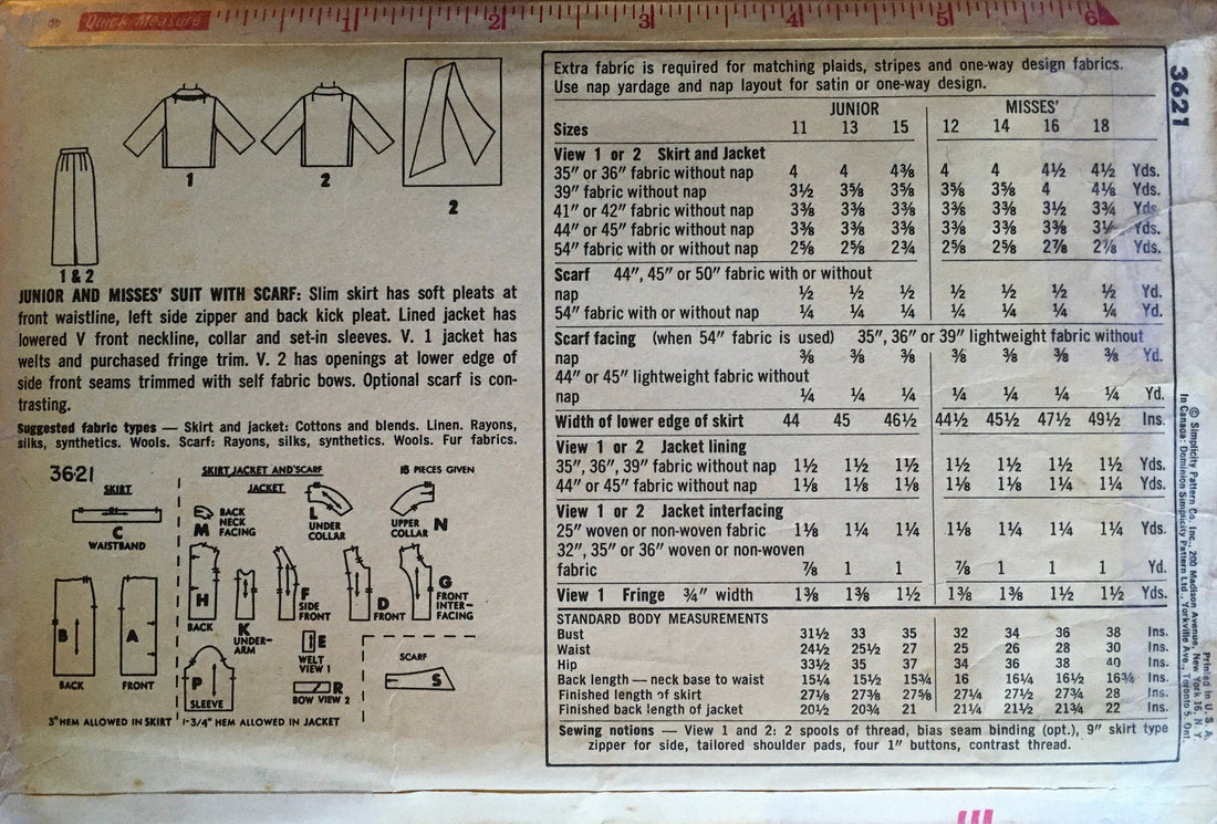 Simplicity 3621 Sewing Pattern (Vintage) CUT