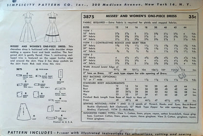 Simplicity 3875 Sewing Pattern (Vintage) UNCUT