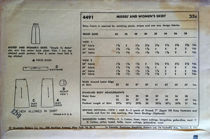 Simplicity 4491 Sewing Pattern (Vintage) UNCUT