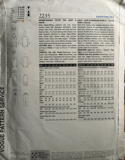 Vogue 2235 Sewing Pattern (Vintage) UNCUT