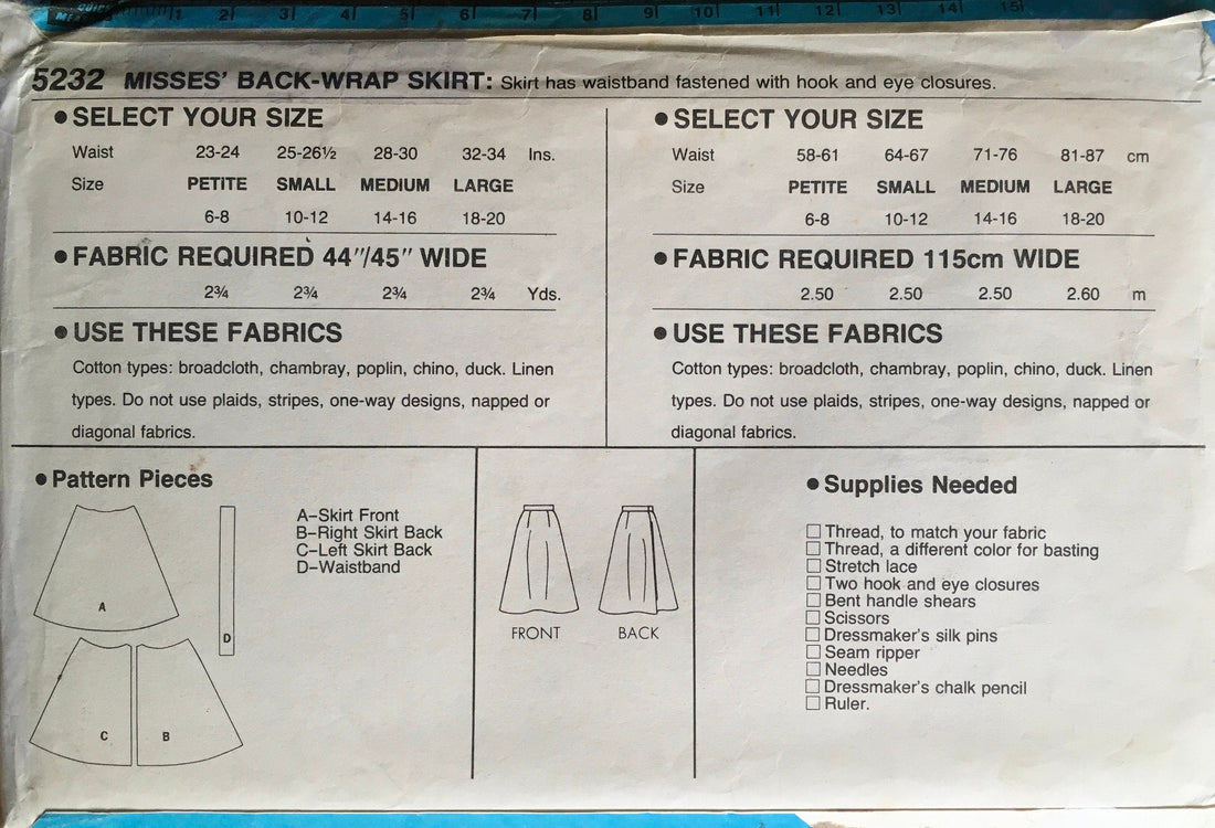 Simplicity 5232 Sewing Pattern (Vintage) CUT