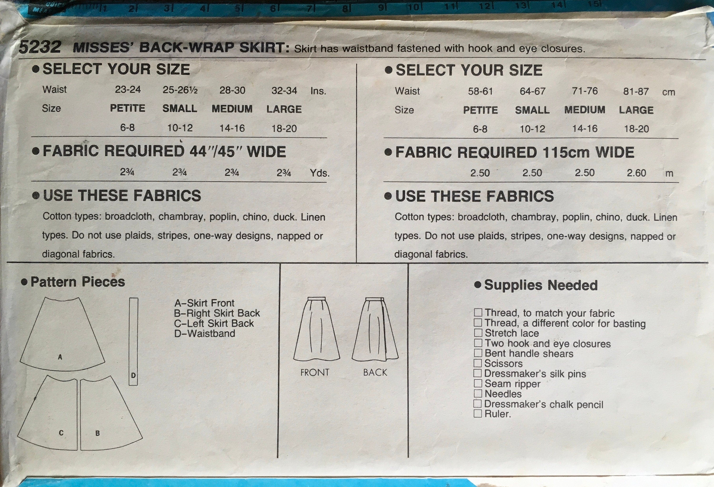 Simplicity 5232 Sewing Pattern (Vintage) CUT