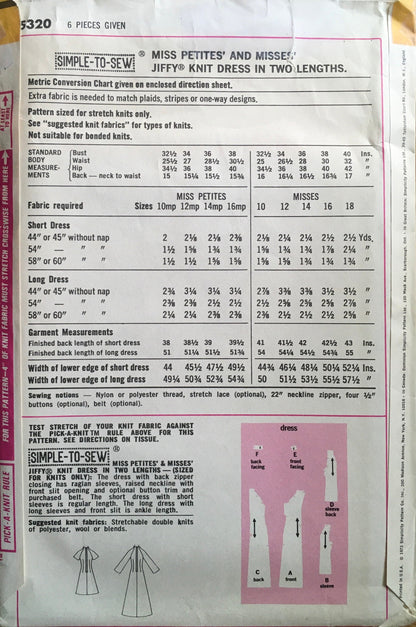 Simplicity 5320 Sewing Pattern (Vintage) UNCUT