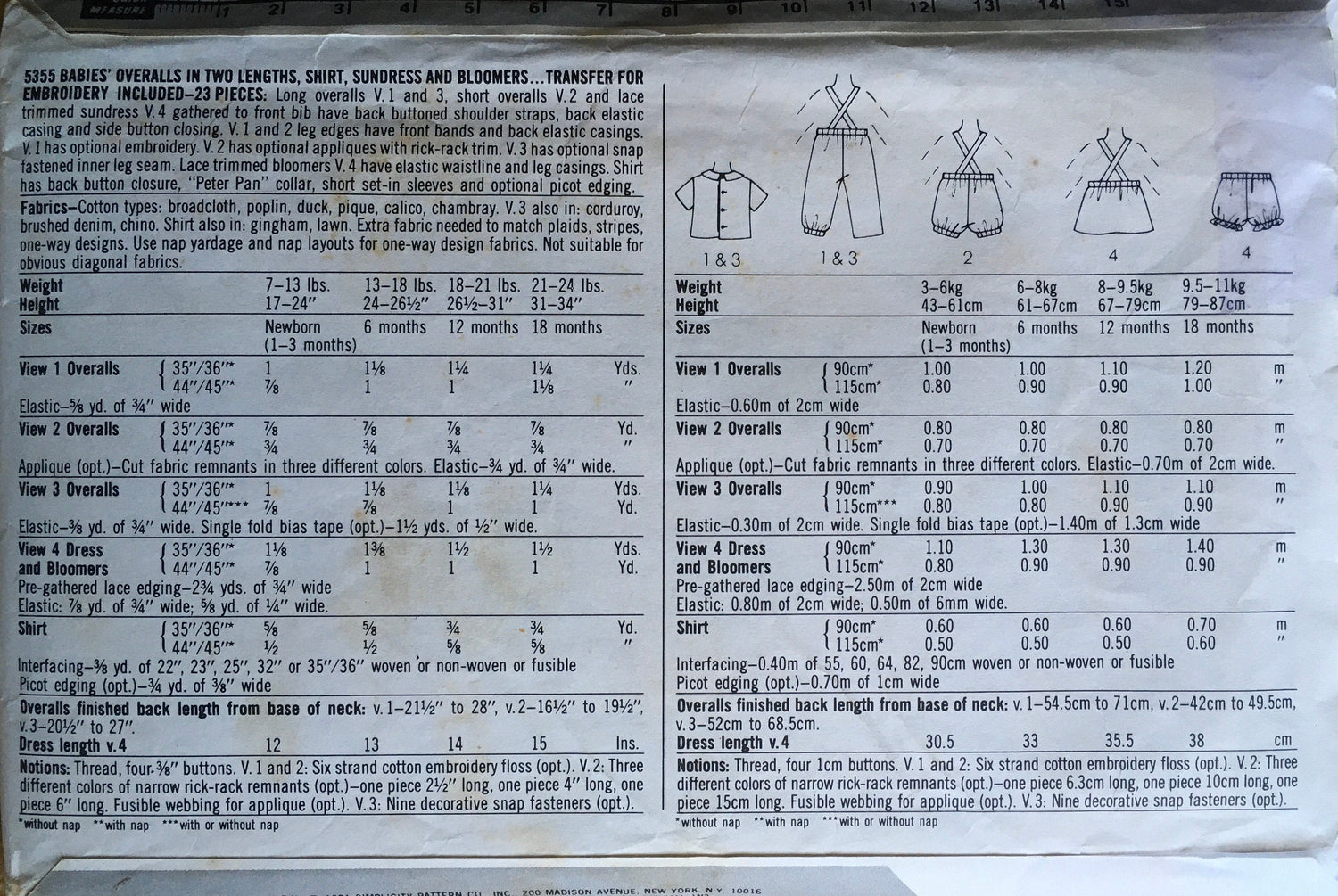 Simplicity 5355 Sewing Pattern (Vintage) CUT