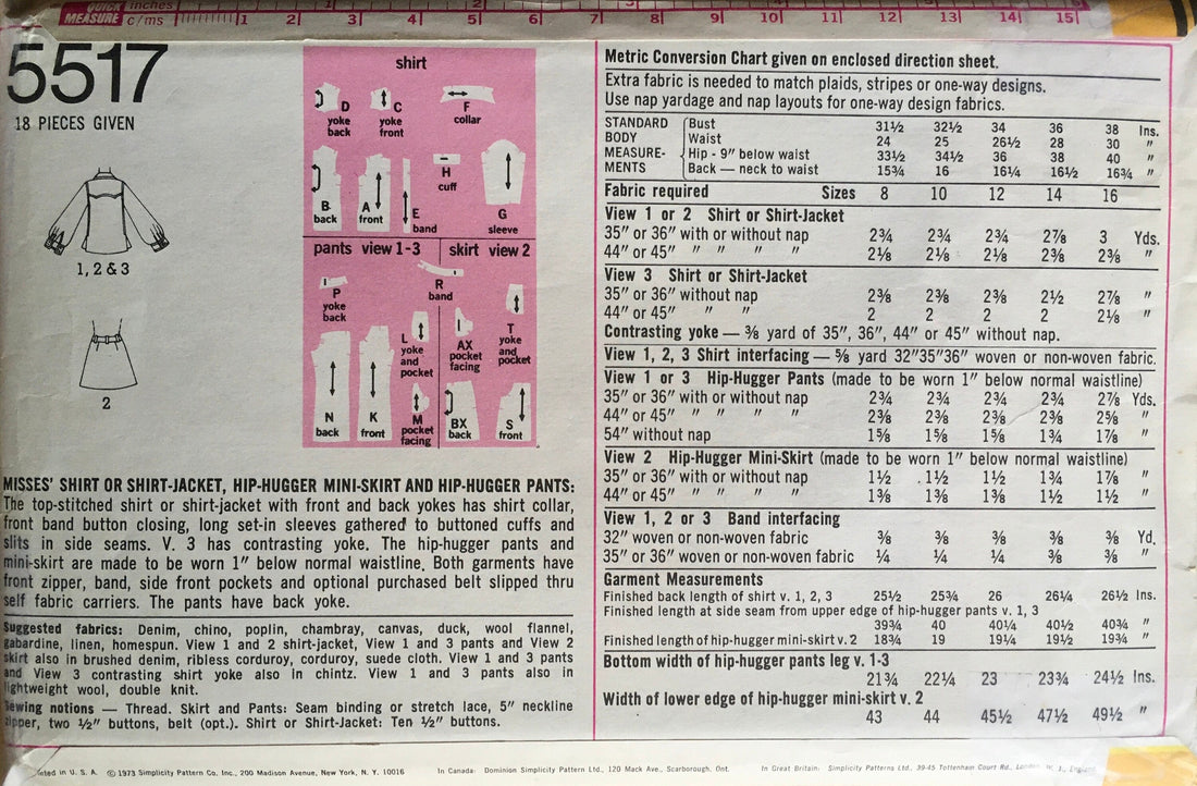 Simplicity 5517 Sewing Pattern (Vintage) CUT