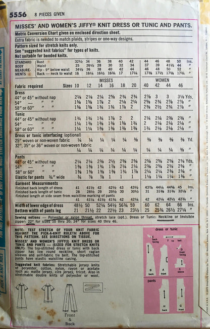 Simplicity 5556 Sewing Pattern (Vintage) CUT