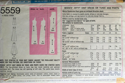 Simplicity 5559 Sewing Pattern (Vintage) CUT