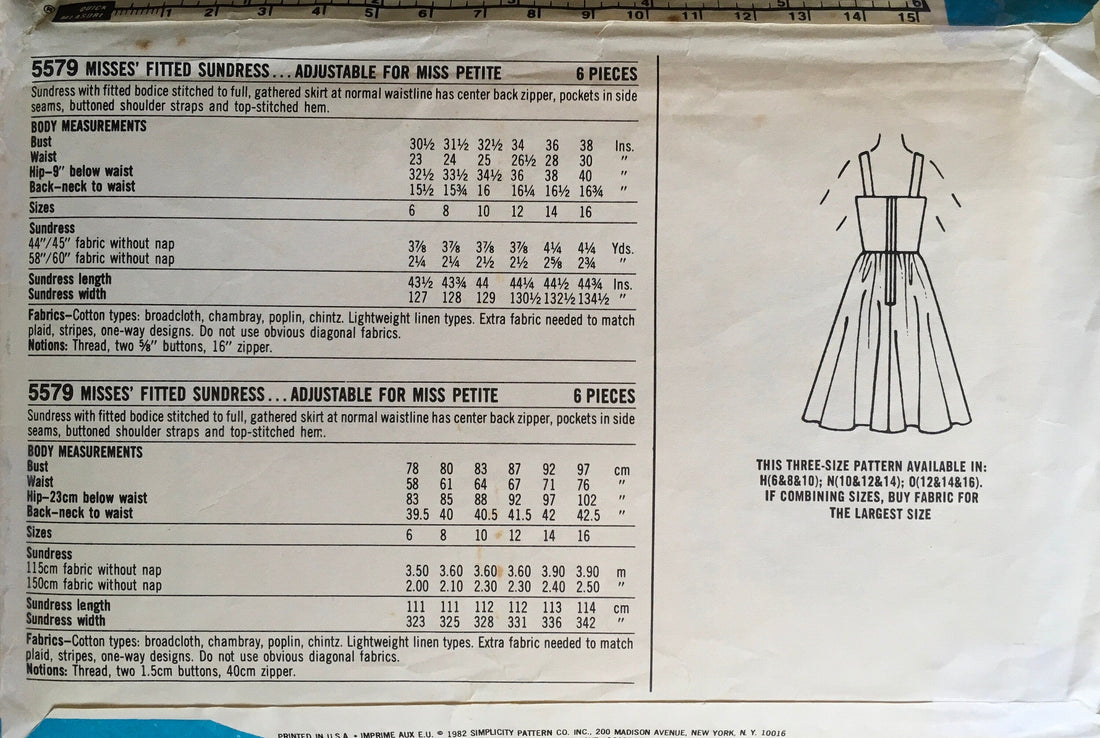 Simplicity 5579 Sewing Pattern (Vintage) CUT