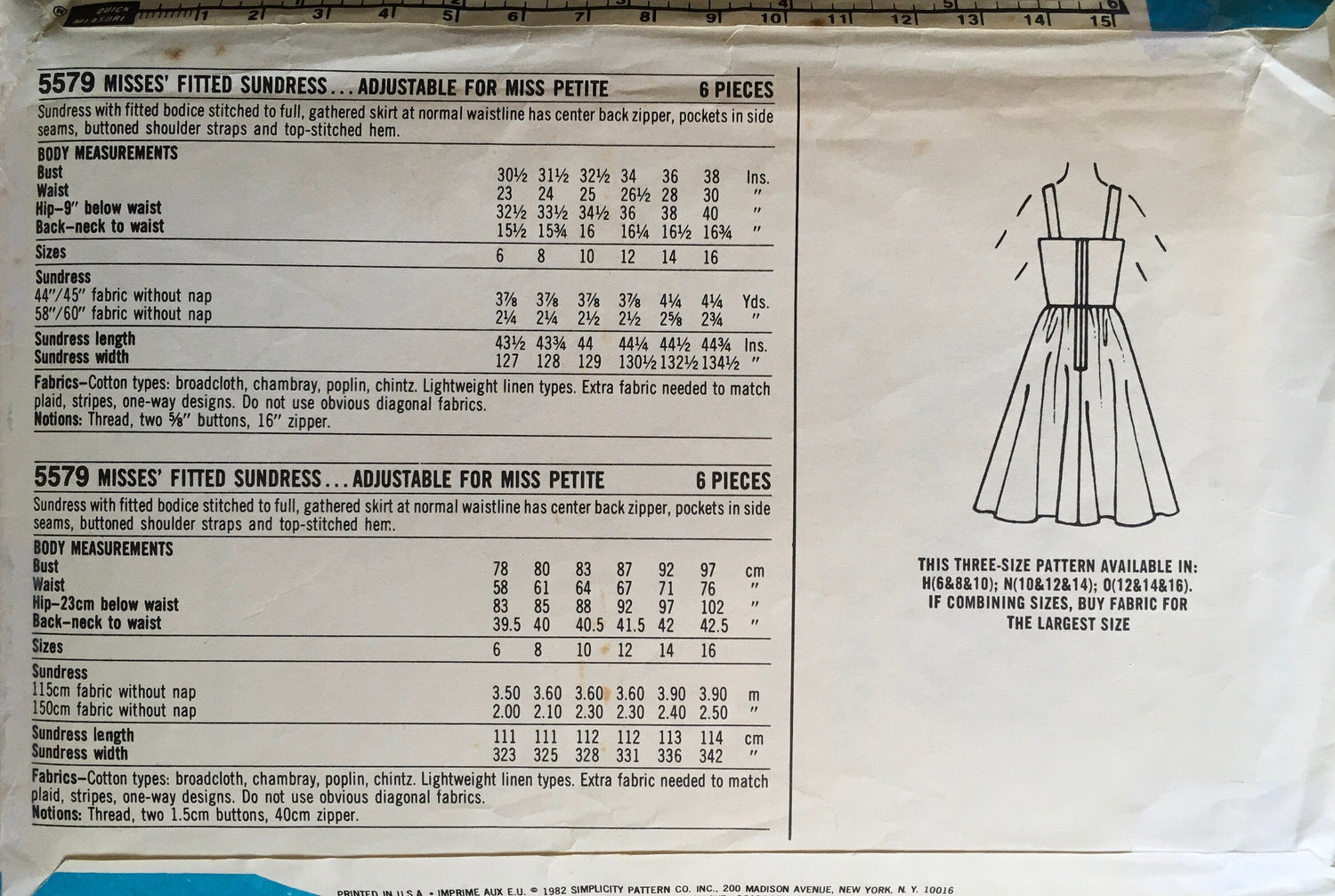 Simplicity 5579 Sewing Pattern (Vintage) CUT