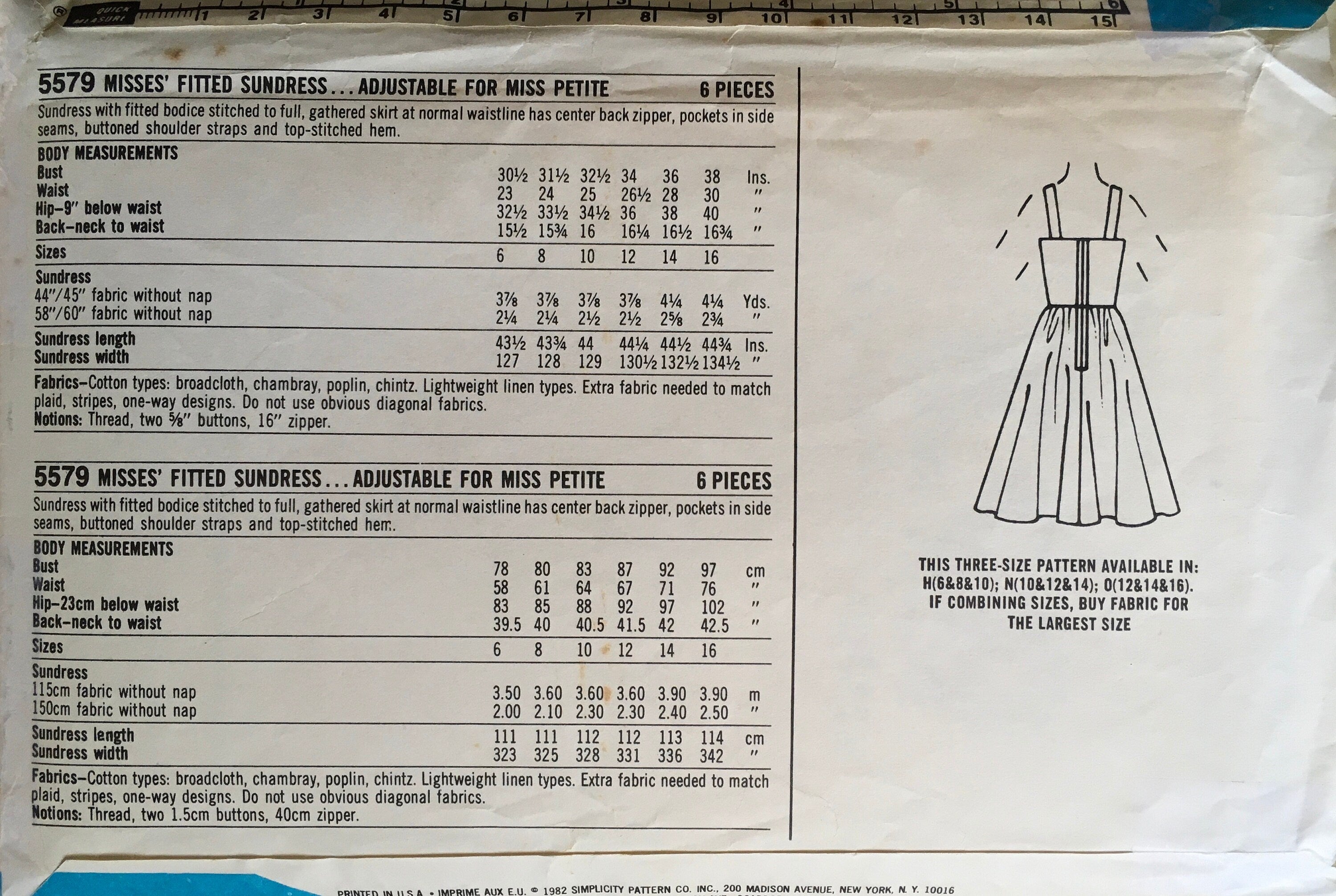 Simplicity 5579 Sewing Pattern (Vintage) CUT