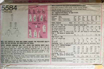 Simplicity 5584 Sewing Pattern (Vintage) CUT
