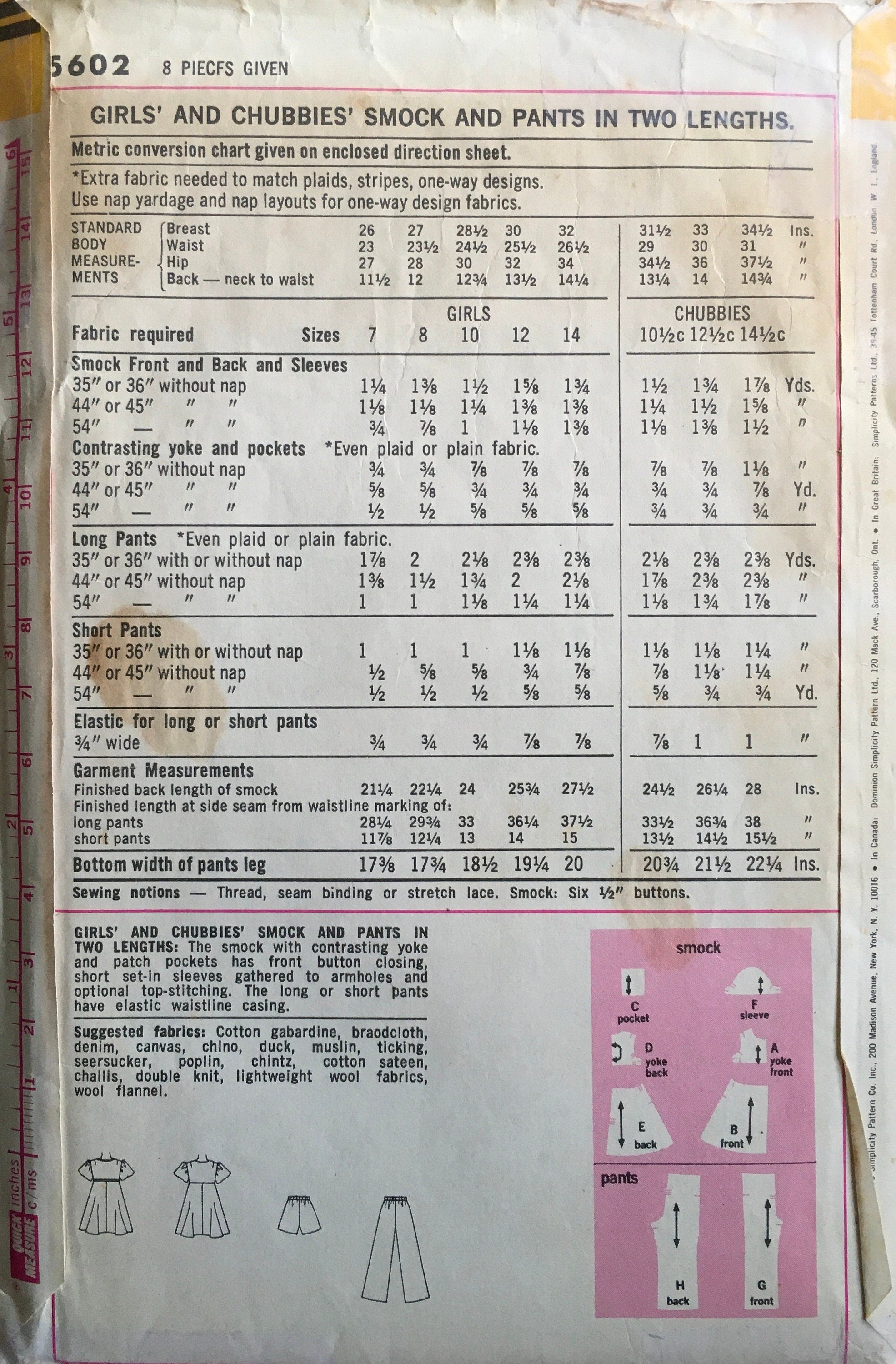 Simplicity 5602 Sewing Pattern (Vintage) CUT