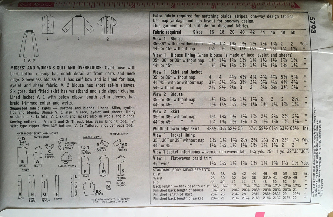 Simplicity 5793 Sewing Pattern (Vintage) UNCUT