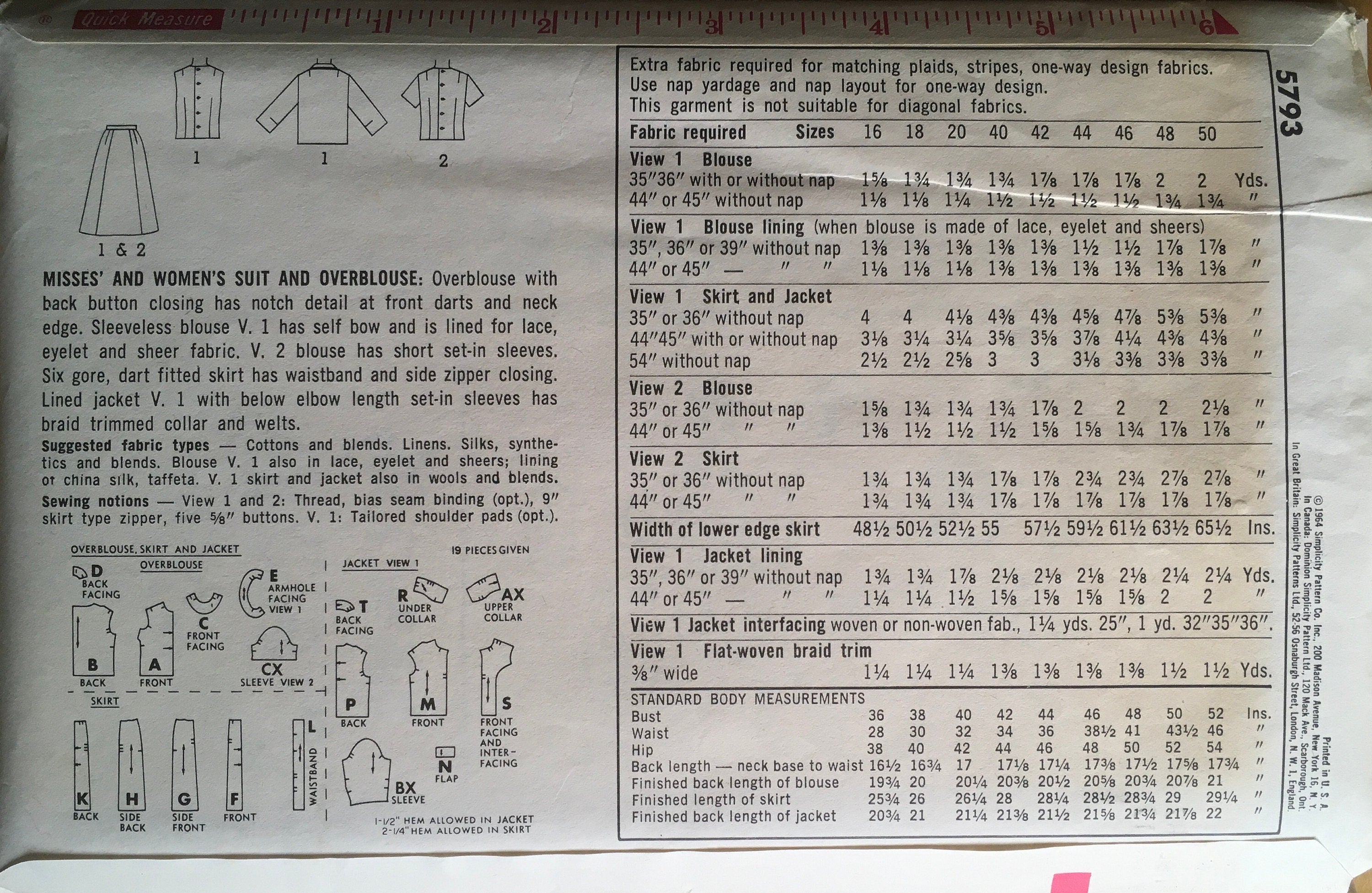 Simplicity 5793 Sewing Pattern (Vintage) UNCUT