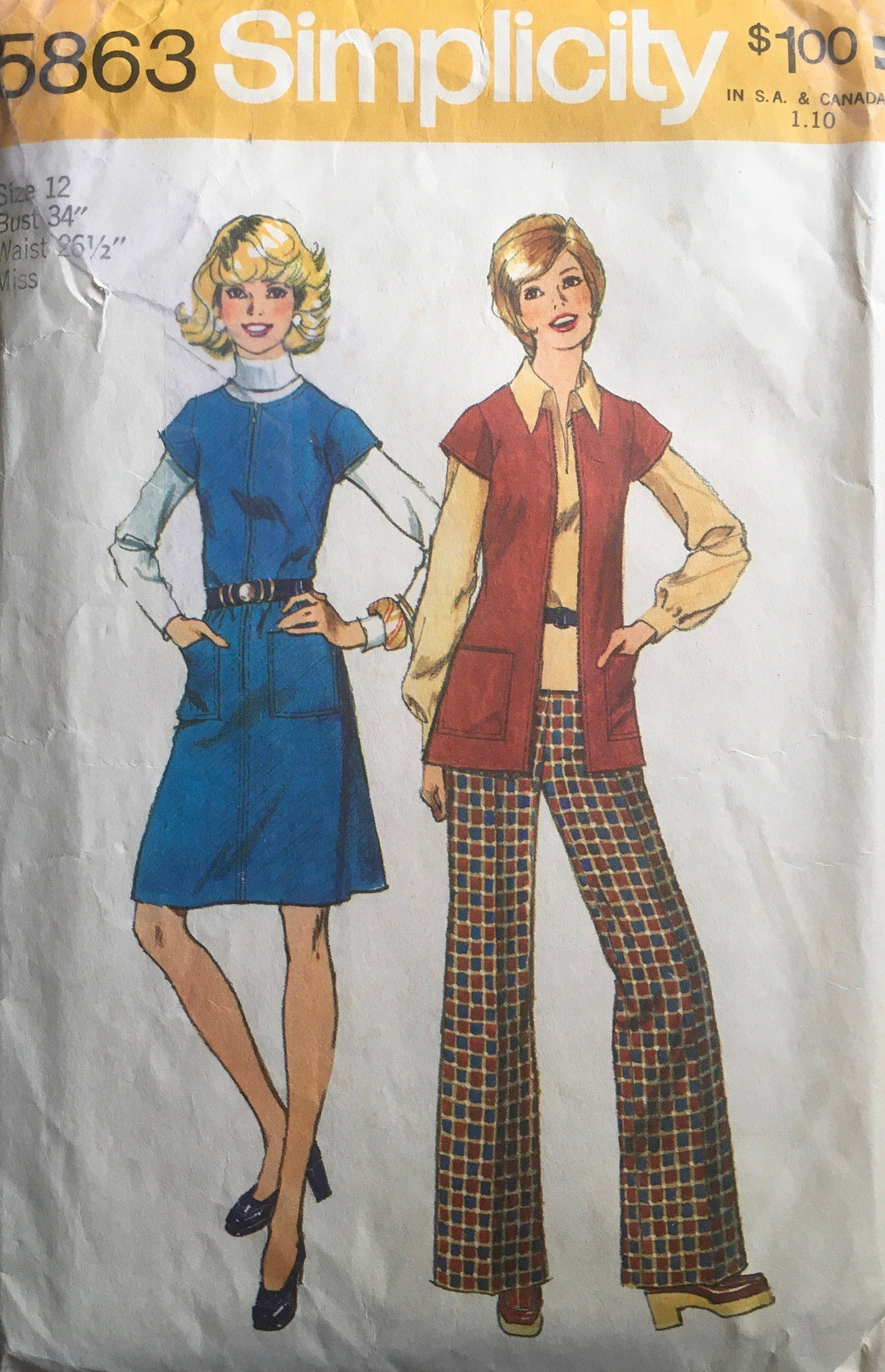 Simplicity 5863 Sewing Pattern (Vintage) CUT