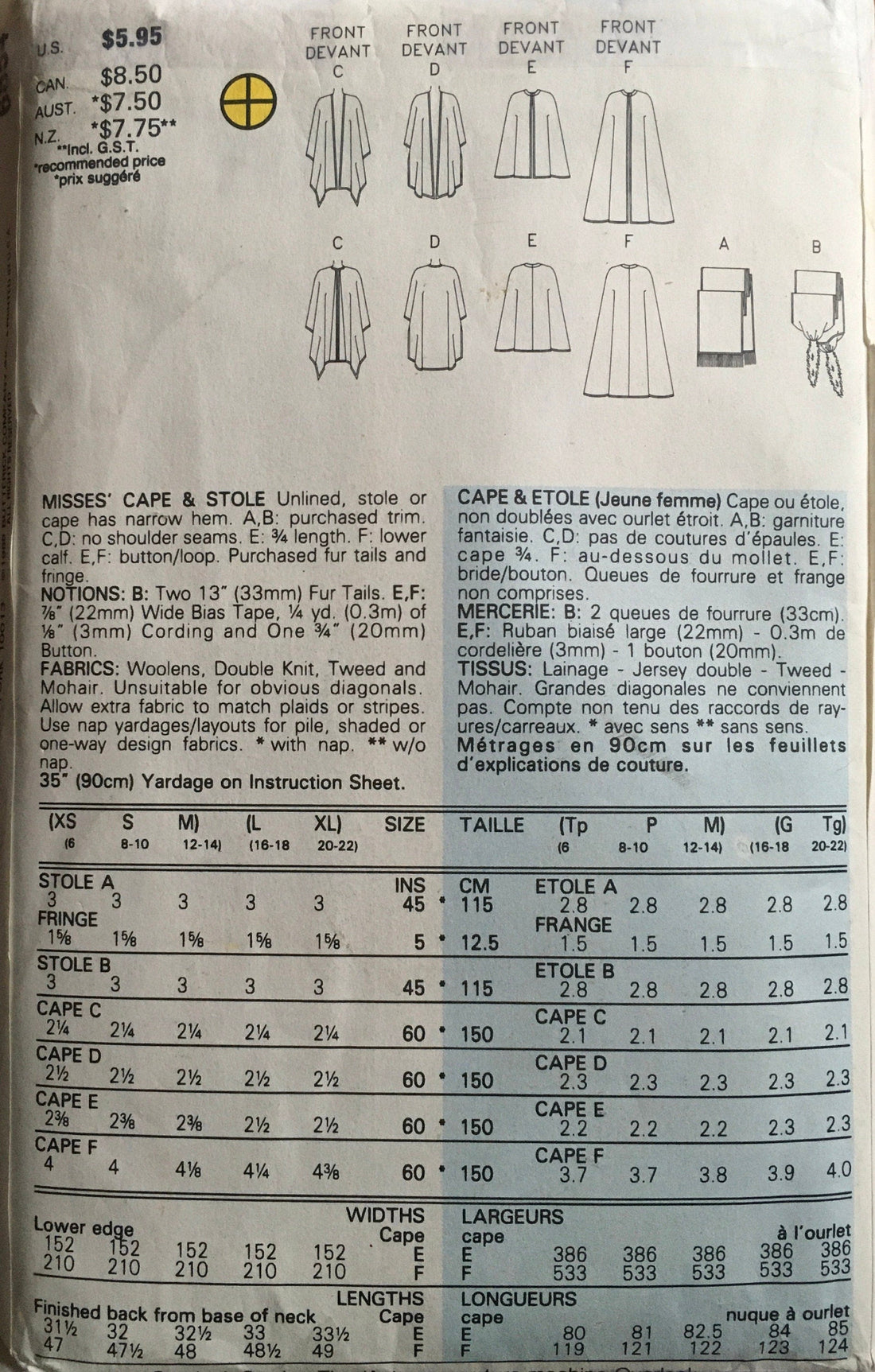 Butterick 6854 Sewing Pattern (Vintage) UNCUT
