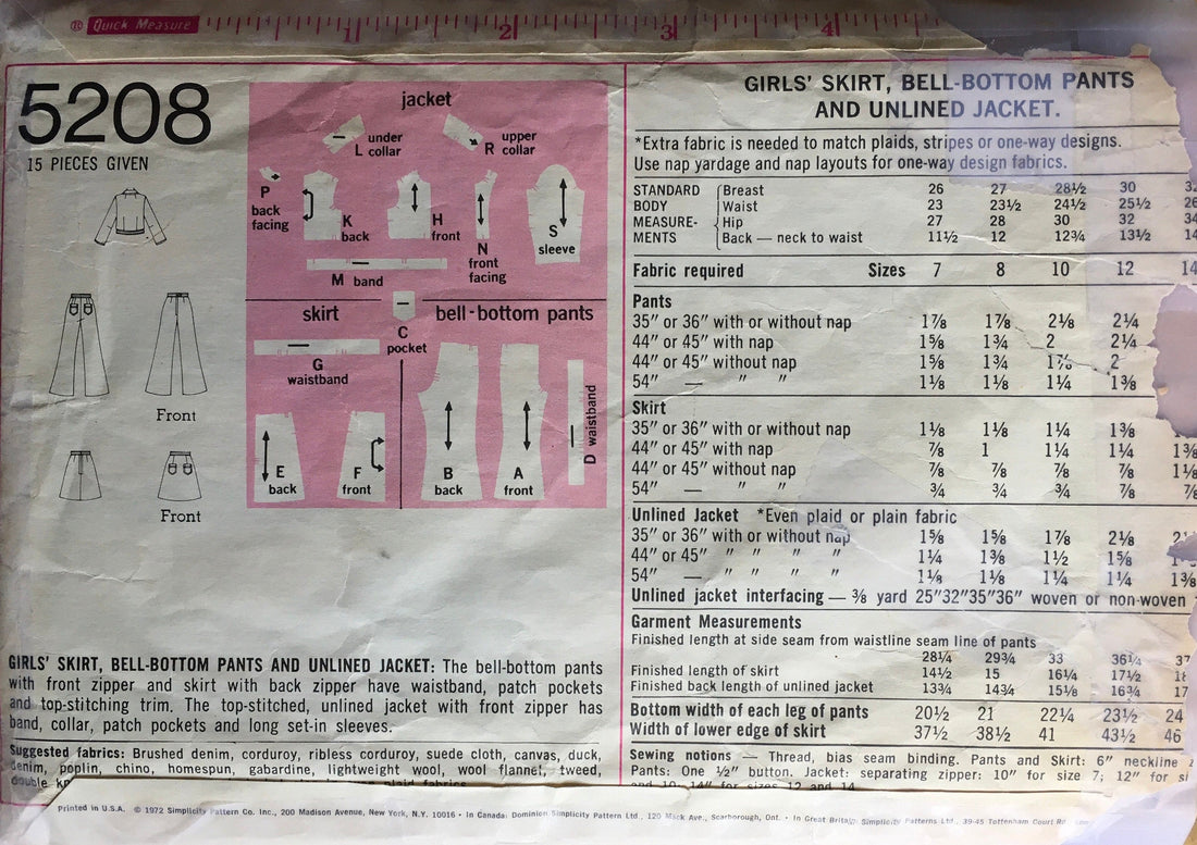 Simplicity 5208 Sewing Pattern (Vintage) CUT