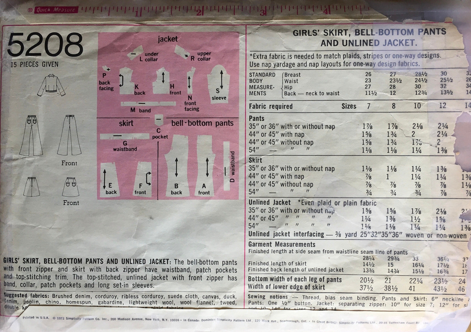 Simplicity 5208 Sewing Pattern (Vintage) CUT