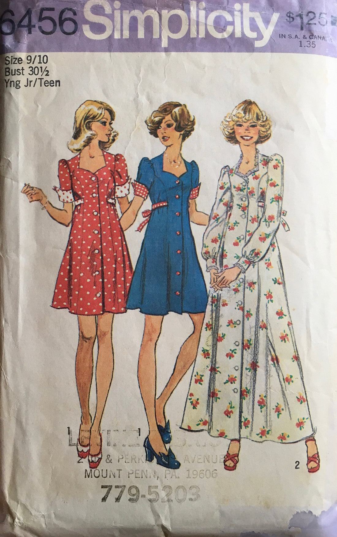 Simplicity 6456 Sewing Pattern (Vintage) CUT