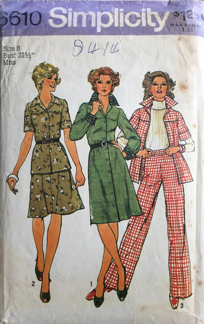Simplicity 6610 Sewing Pattern (Vintage) CUT