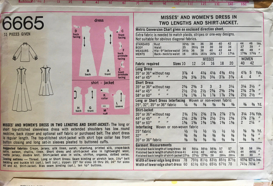 Simplicity 6665 Sewing Pattern (Vintage) UNCUT