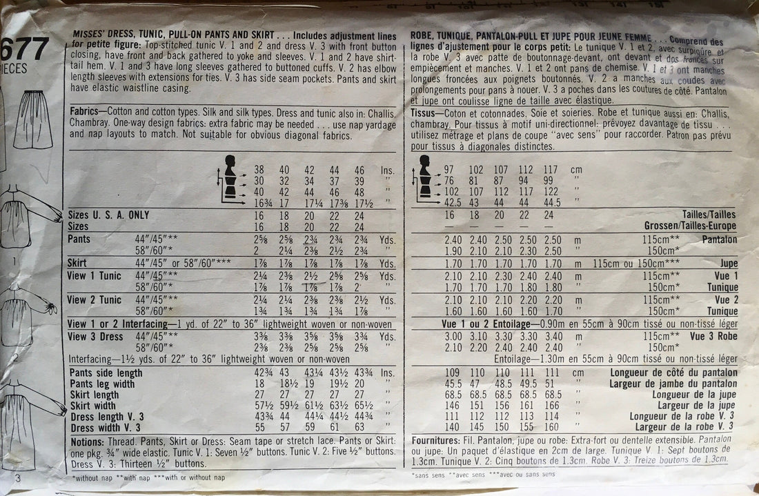 Simplicity 6677 Sewing Pattern (Vintage) CUT